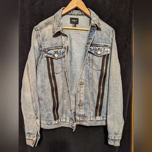 H&M distressed denim jacket. Hand painted Beauty & The Beast. Men's small